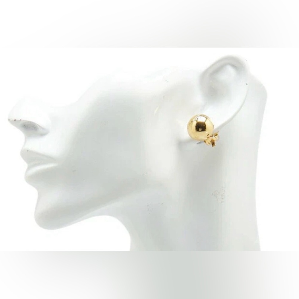 Chanel Earrings Logo Gold Plated Ball 98P - rare vintage - Picture 3 of 6